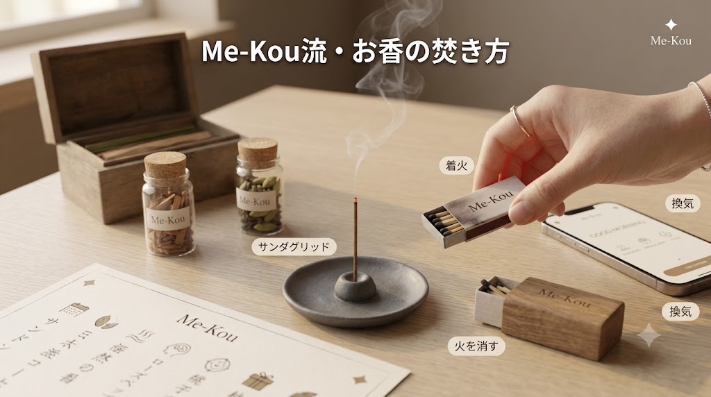 Me-Kou流・お香の焚き方｜着火・火を消す・換気のポイント