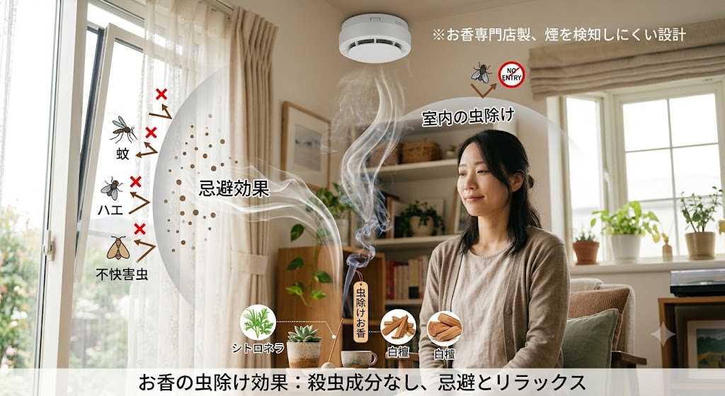 お香の虫除け効果を解説するイメージ画像