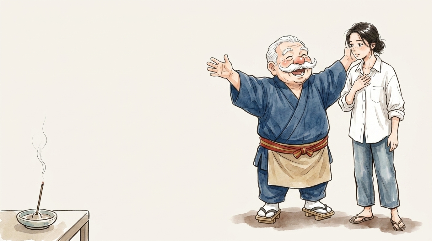 香りが暮らしを変えると語る香司と聞き入る女性のイラスト
